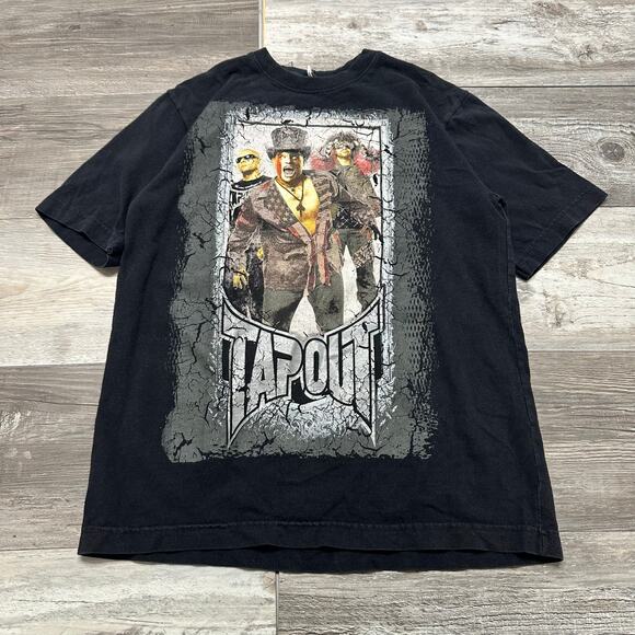 Vintage Black Y2k Mens S Tapout Crewneck Short Sleeve Square Graphic‎ Tshirt - Picture 3 of 7
